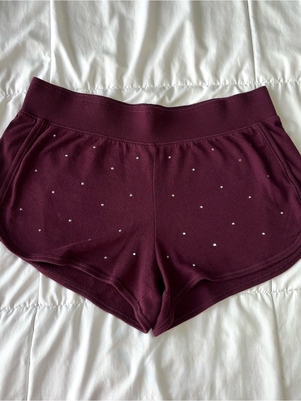Victoria's Secret Deep Plum Knit Shorts with Sparkle Studs